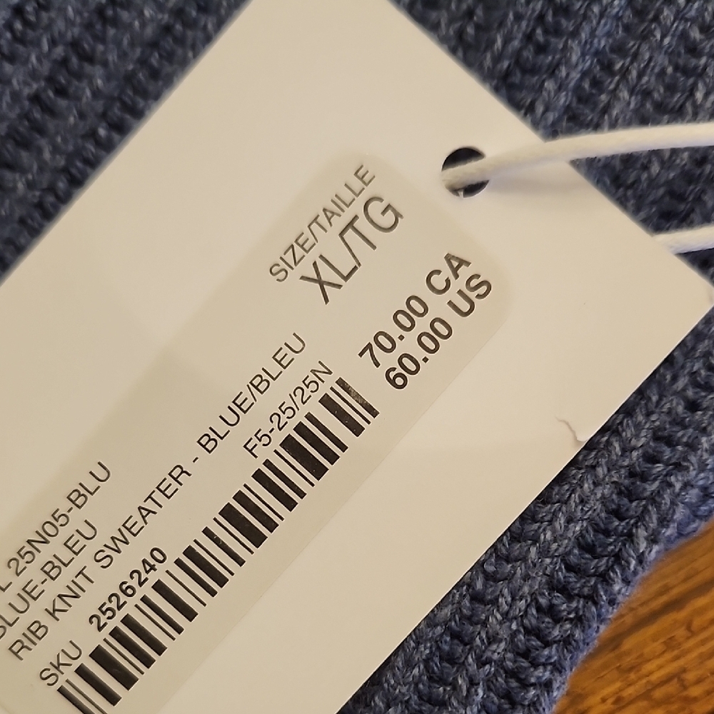 Blue Ribbed Men's Sweater - Picture 4 of 6